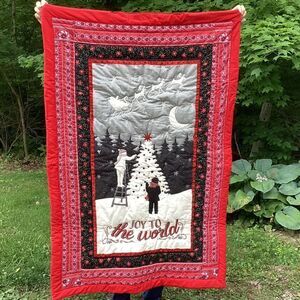 NWT. Hand Crafted  Joy to the World Lap Quilt